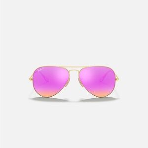 Ray-Ban Gold Frame Aviator Sunglasses with Pink Lenses RB3025